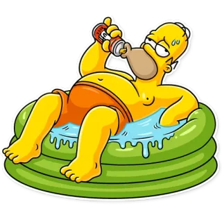 🏖 dbab7ee7 Homer Simpson The Simpsons 호머 심슨, 만화, 수영장, 맥주, 휴식, 여름 telegram sticker