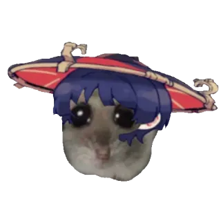 🎩 76a7f4b5 Meme, Criceto, Sticker, Divertente, Triste, Anime, Cappello telegram sticker