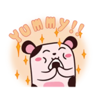 🍔 3a5a50cd YUMMY!! 귀여운, 팬더, 맛있는, 카와이, 사랑스러운, 행복한 telegram sticker