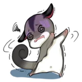 😵 da125393 oszołomiony, lotopałanka karłowata, kreskówka, zwierzę, śpiący telegram sticker