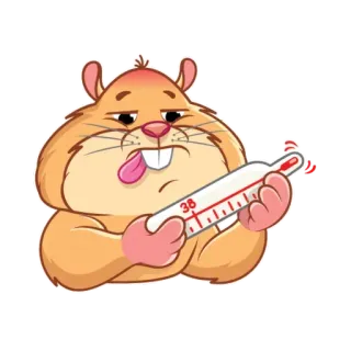 🤒 6a2f0457 hamster, sick, thermometer, ill, cartoon, animal, rodent telegram sticker