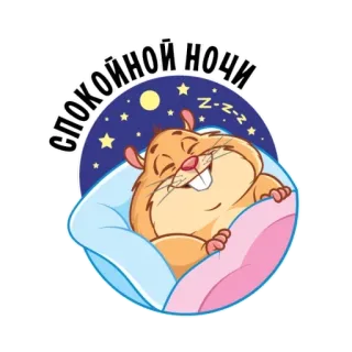 😴 ec04c83d СПОКОЙНОЙ НОЧИ good night, sleeping, hamster, cute, animal, cartoon telegram sticker