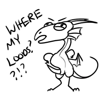 😠 11138d70 WHERE MY LOOTS?!? naga, jarah, fantasi, marah, kartun whatsapp sticker