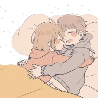 ✨ 3642809a กอด, ความรัก, คู่รัก, คาวาอิ, อนิเมะ telegram sticker