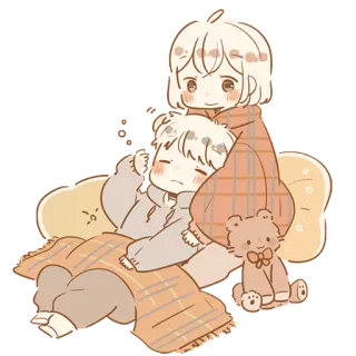 😍 8436f732 น่ารัก, อนิเมะ, จิบิ, นอนหลับ, ตุ๊กตาหมี telegram sticker