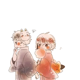 🎆 ff4c05ae อนิเมะ, น่ารัก, กิโมโน, เทศกาล, คู่ telegram sticker