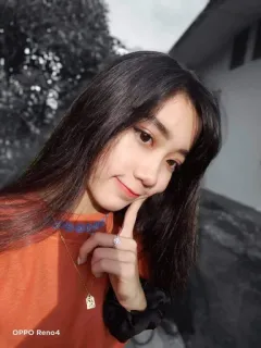 🥰 1b841847 OPPO Reno4 woman, selfie, portrait, indoors, jewelry telegram sticker