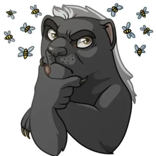 🤔 0f3824fd Honigdachs, Tier, Cartoon, Denken, Bienen, Genervt telegram sticker
