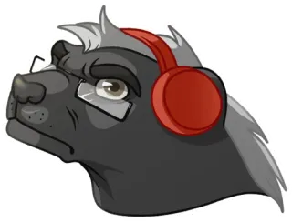 🦁 4f2a5660 Honigdachs, Kopfhörer, Brille, Tier, Cartoon, Fell telegram sticker