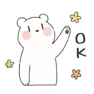 🌟 e4017972 OK หมี, น่ารัก, สัตว์, การ์ตูน, สติกเกอร์, โอเค, ตกลง, สีขาว telegram sticker
