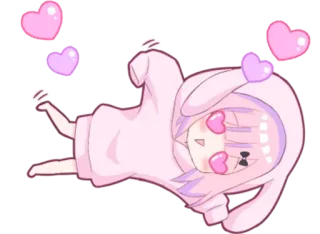 😍 e190afc4 애니메이션, 만화, 귀여운, 사랑, 하트, 토끼, 소녀 telegram sticker