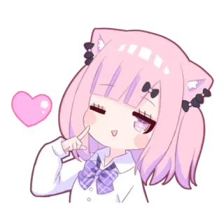 😘 efabe380 애니메이션, 카와이, 귀여운, 고양이 소녀, 하트, 반짝이 telegram sticker