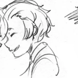 ✂️ cb03a23b สเก็ตช์, ภาพวาด, ใบหน้า, ผม, คน, รอยยิ้ม telegram sticker