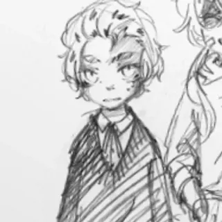 ✂️ e87d4955 อนิเมะ, มังงะ, สเก็ตช์, ภาพวาด, ตัวละคร telegram sticker