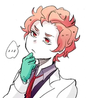 ✂️ eab3e5ec อนิเมะ, นักวิทยาศาสตร์, เสื้อกาวน์, กำลังคิด, ตัวละคร, ภาพประกอบ telegram sticker