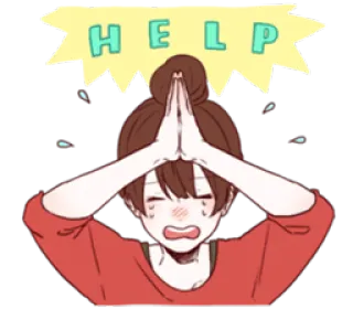 🙏 4c83fb0e HELP 帮助, 压力大, 焦虑, 担心, 卡通, 角色, 插图 telegram sticker