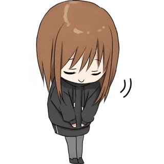 😌 2561f927 动漫, Q版, 女孩, 鞠躬, 可爱, 角色, 漫画 telegram sticker