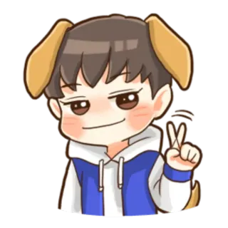 ✌️ 132b86f8 Cartone animato, Orecchie da cane, Simbolo della pace, Personaggio, Anime telegram sticker