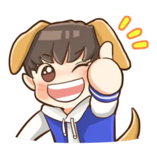 👍 35c8bc63 cane, cartone animato, carino, orecchie da animale, sorriso, felice, pollice in su, positivo telegram sticker