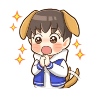 😧 38fedb73 cane, cartone animato, anime, kawaii, carino, scintilla, personaggio, allegro telegram sticker