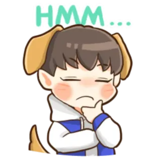 🤔 3ec9d671 HMM... cane, pensando, hmm, carino, cartone animato, anime telegram sticker