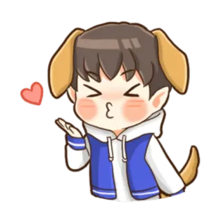 😘 465fcdf2 cartone animato, cane, carino, amore, cuore, bacio, ragazzo telegram sticker