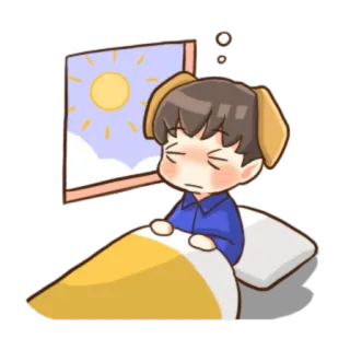☀️ 4edce8a6 assonnato, cartone animato, letto, mattina, stanco, sveglia telegram sticker