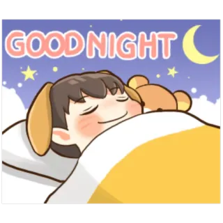 🌙 8620d0ce GOOD NIGHT buona notte, dormire, luna, stelle, cartoni animati telegram sticker