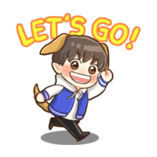 🏃‍♂ 900af668 LET'S GO! cartone animato, cane, ragazzo, eccitato, andiamo, anime, felice telegram sticker