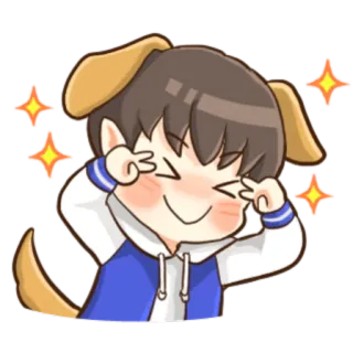 ✨ 91b7887b cartone animato, ragazzo, orecchie da cane, brillantini, carino, felice telegram sticker