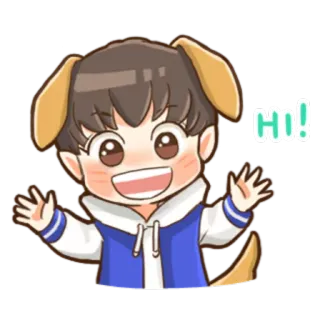 🙋‍♂ c409deb7 Hi! cane, felice, saluto, carino, amichevole, cartone animato telegram sticker