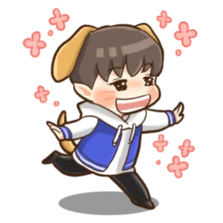 😄 d9983004 cane, felice, correndo, carino, chibi, cartone animato telegram sticker