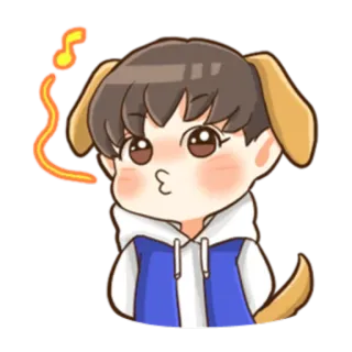 🎵 fec96313 cartone animato, cane, carino, anime, ragazzo, bacio, orecchie, nota musicale telegram sticker