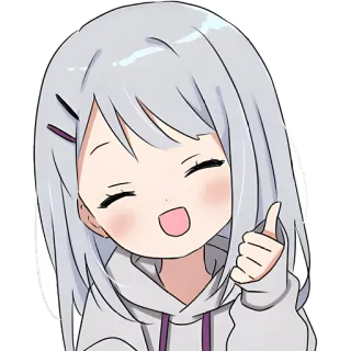 👍 277e3466 garota anime, fofo, kawaii, polegar para cima, adesivo, desenho animado, alegre, mangá telegram sticker