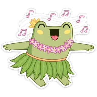 💃 fcaead93 กบ, มีความสุข, เพลง, คาวาอิ, น่ารัก, การ์ตูน, สติกเกอร์, ฮูลา telegram sticker