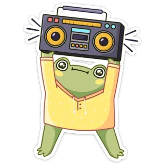 📻 1bbc2155 frog, cartoon, boombox, sticker, music, animal telegram sticker