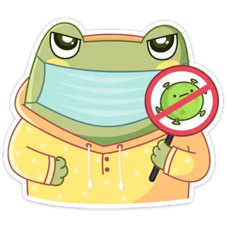 😷 9913e37f frog, mask, coronavirus, virus, pandemic, health, covid-19 telegram sticker