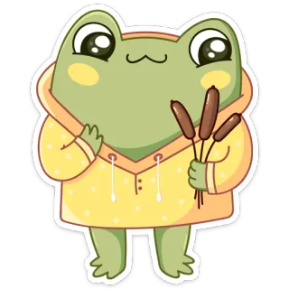 ☺️ c82d2c1d frog, animal, cute, cartoon, amphibian, cattails, yellow telegram sticker