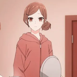 🍥 b39927e2 anime, meisje, portret, rood haar, hoodie, cartoon, personage whatsapp sticker