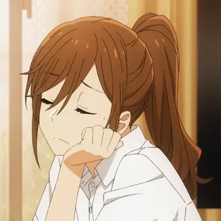 ✏️ 50e325f9 animé, fille, queue de cheval, personnage, fatigué(e), repos telegram sticker