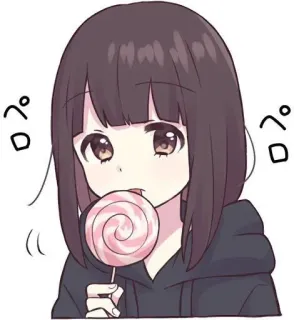 ♥ 3159b4b4 ぺろぺろ Anime, Sucette, Mignon, Fille, Doux, Dessin animé telegram sticker