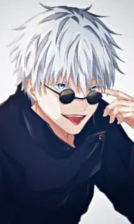 ♥ 78a01339 Anime, Personnage, Cheveux Blancs, Lunettes telegram sticker