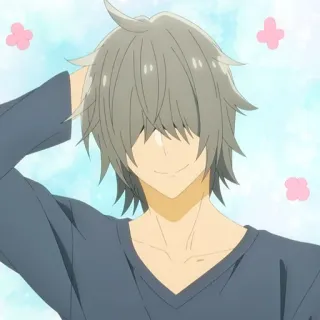 ✏️ 3702858d anime, cute, smiling, character, grey hair telegram sticker