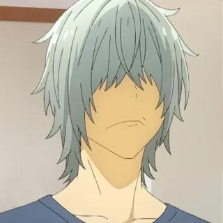 📚 9e53f104 anime, grey hair, sad, portrait, character telegram sticker