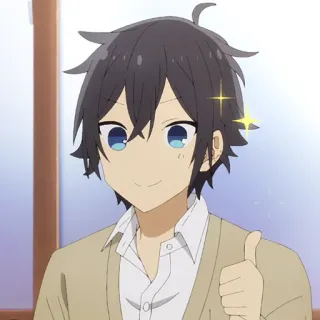 📚 dbb22210 anime, thumbs up, smiling, cartoon, male telegram sticker