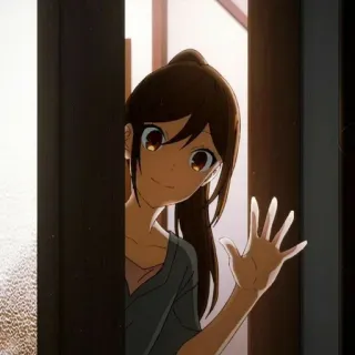 ✏️ 0032c997 anime, meisje, zwaaien, glimlach, groet whatsapp sticker