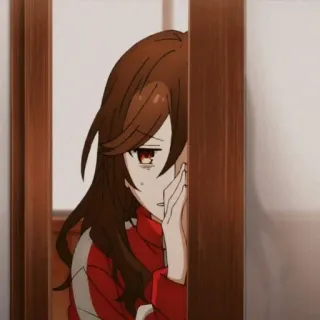 ✏️ 0f380144 Anime, Meisje, Verdrietig, Deur, Gluren whatsapp sticker