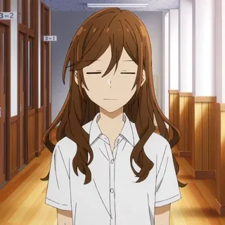 ✏️ 1bb0e318 Anime, Meisje, Schooluniform, Bruin haar, Gesloten ogen whatsapp sticker