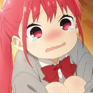 ✏️ 7099eea0 anime, meisje, huilend, rood haar, verdrietig, schattig whatsapp sticker