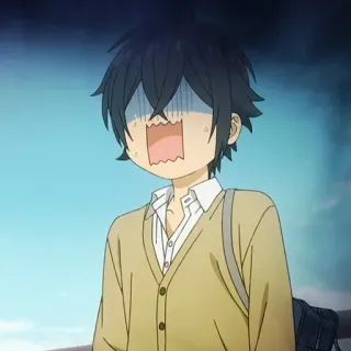 ✏️ a405f94f anime, jongen, geschrokken, bezorgd, cartoon, Horimiya whatsapp sticker